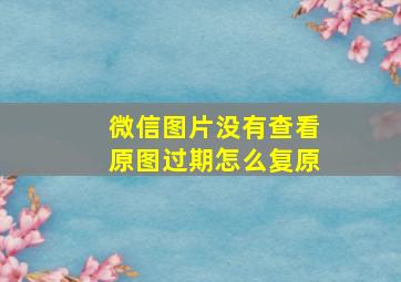 微信图片没有查看原图过期怎么复原