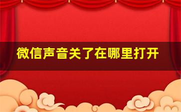 微信声音关了在哪里打开