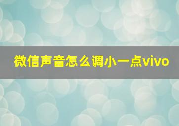 微信声音怎么调小一点vivo