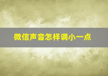 微信声音怎样调小一点