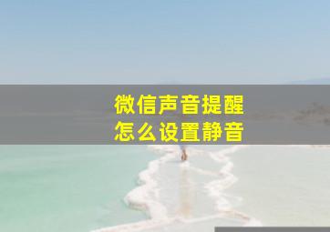 微信声音提醒怎么设置静音