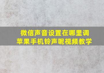 微信声音设置在哪里调苹果手机铃声呢视频教学