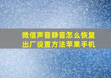 微信声音静音怎么恢复出厂设置方法苹果手机