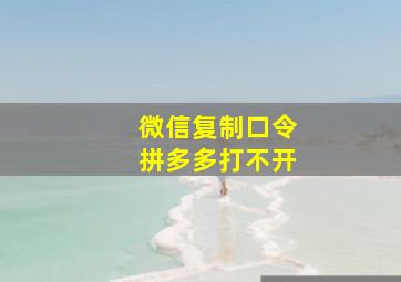 微信复制口令拼多多打不开