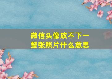 微信头像放不下一整张照片什么意思