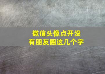 微信头像点开没有朋友圈这几个字