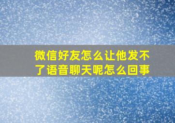 微信好友怎么让他发不了语音聊天呢怎么回事