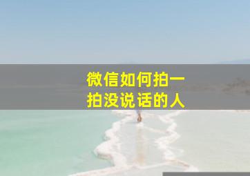 微信如何拍一拍没说话的人