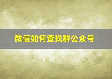 微信如何查找群公众号