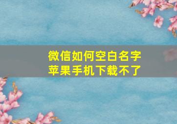 微信如何空白名字苹果手机下载不了