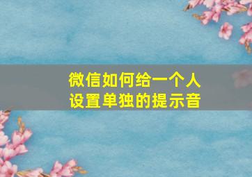 微信如何给一个人设置单独的提示音