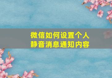 微信如何设置个人静音消息通知内容