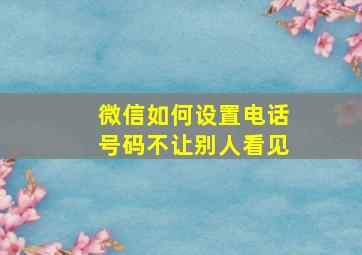 微信如何设置电话号码不让别人看见