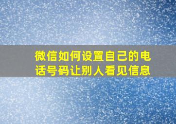 微信如何设置自己的电话号码让别人看见信息