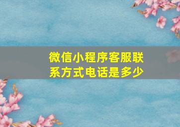 微信小程序客服联系方式电话是多少