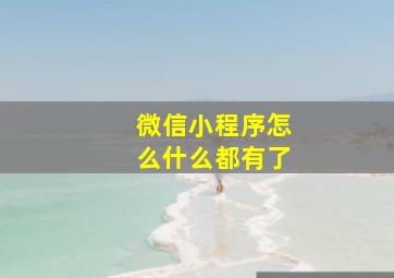 微信小程序怎么什么都有了