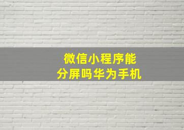 微信小程序能分屏吗华为手机