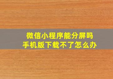 微信小程序能分屏吗手机版下载不了怎么办