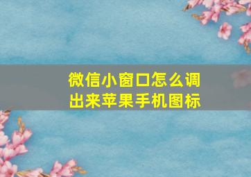 微信小窗口怎么调出来苹果手机图标