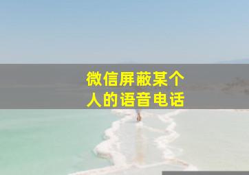 微信屏蔽某个人的语音电话