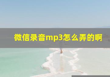 微信录音mp3怎么弄的啊