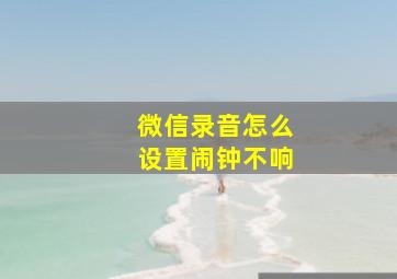 微信录音怎么设置闹钟不响