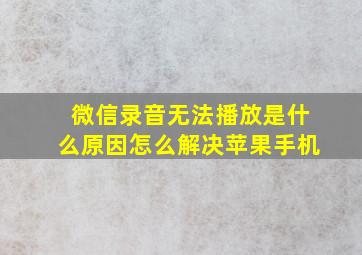 微信录音无法播放是什么原因怎么解决苹果手机