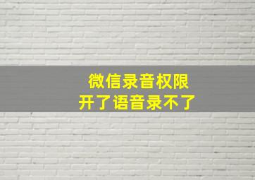 微信录音权限开了语音录不了