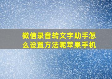 微信录音转文字助手怎么设置方法呢苹果手机