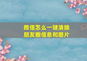 微信怎么一键清除朋友圈信息和图片