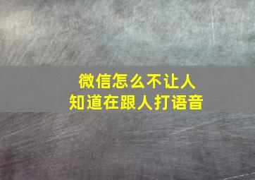 微信怎么不让人知道在跟人打语音