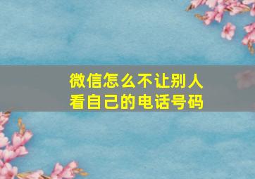 微信怎么不让别人看自己的电话号码