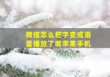 微信怎么把字变成语音播放了呢苹果手机