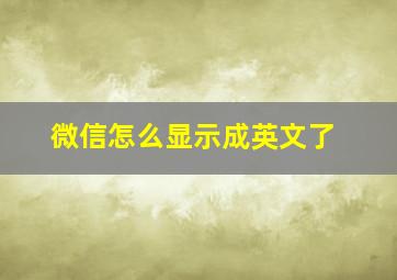 微信怎么显示成英文了