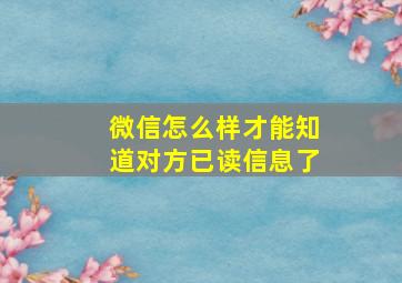 微信怎么样才能知道对方已读信息了