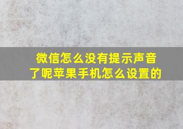 微信怎么没有提示声音了呢苹果手机怎么设置的