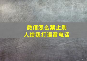 微信怎么禁止别人给我打语音电话