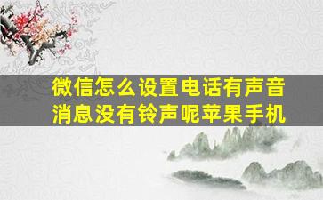 微信怎么设置电话有声音消息没有铃声呢苹果手机