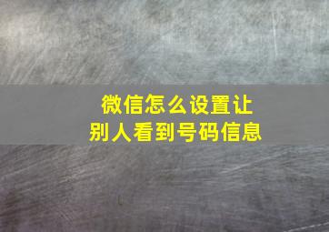 微信怎么设置让别人看到号码信息