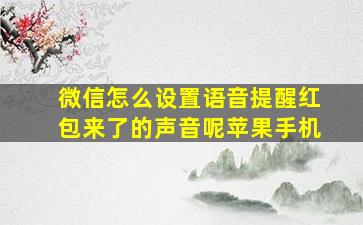 微信怎么设置语音提醒红包来了的声音呢苹果手机