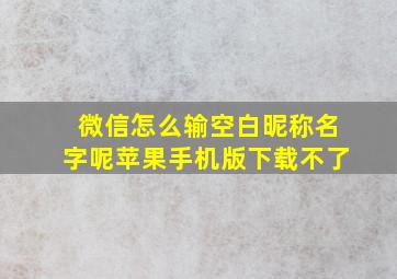 微信怎么输空白昵称名字呢苹果手机版下载不了