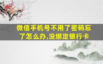 微信手机号不用了密码忘了怎么办,没绑定银行卡