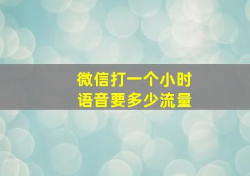 微信打一个小时语音要多少流量