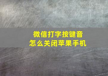 微信打字按键音怎么关闭苹果手机