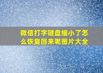 微信打字键盘缩小了怎么恢复回来呢图片大全