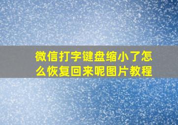 微信打字键盘缩小了怎么恢复回来呢图片教程