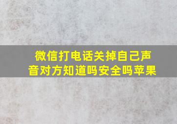 微信打电话关掉自己声音对方知道吗安全吗苹果