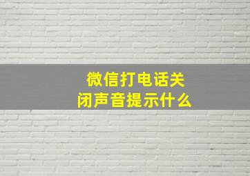 微信打电话关闭声音提示什么