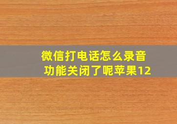 微信打电话怎么录音功能关闭了呢苹果12