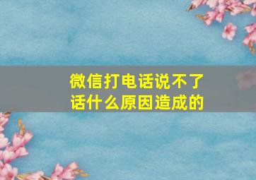 微信打电话说不了话什么原因造成的